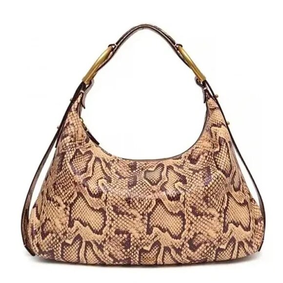 Margot Alexandra Stirrup Snake Natural Python Leather Hobo Shoulder Bag Purse - Picture 1 of 16